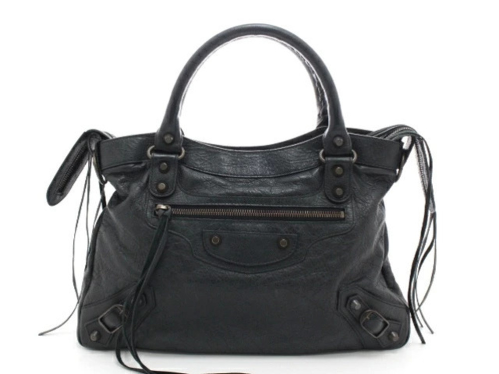 Balenciaga The Town 2way Shoulder Bag Black Leather